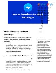 Messenger, an instant messaging service owned by facebook, can do a lot more than sending texts or pictures. How To Deactivate Facebook Messenger By Mobigarden Issuu