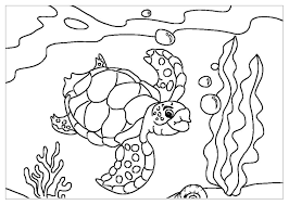 Tranh cho bé tô màu con rùa dưới đại dương « in hình này