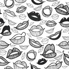 black and white lips vector pattern