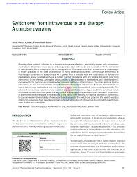 Pdf Switch Over From Intravenous To Oral Therapy A Concise