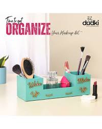 dudki wooden makeup organizer jewelry case makeup brush organizer for dressing table cosmetic box makeup storage and display tray box shelf