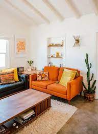 Leather living room furniture sets black, white, brown, & more. 45 Refined Orange Sofas For A Bold Color Statement Digsdigs
