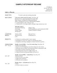 Sample Resumes For Internships For College Students