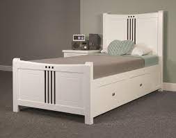 wooden bed frame with under bed drawers