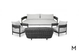 Wicker Patio Bar Set With Four Chairs
