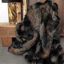 black pheasant faux fur throw large