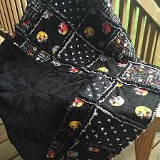 mickey mouse rag quilt black white red