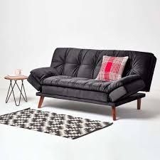bailey velvet sofa bed with armrests black