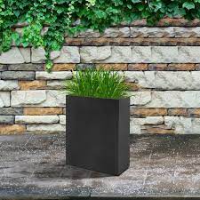 kante 27 tall large square concrete metal indoor outdoor planter pot w drainage hole black