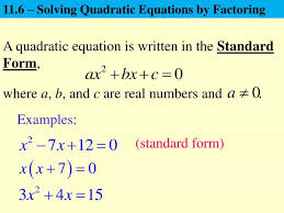 11 6 Solving Quadratic Equations