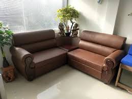 4 seater wood corner sofa set brown hall