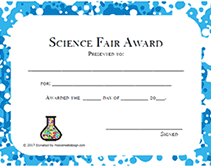 Printable Science Fair Awards School Certificates Templates