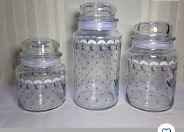 Set Of 3 Chd Glass Canisters
