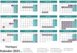 In dieser übersicht findet ihr die feiertage, brückentage und ferien 2021 in bw. Ferien Thuringen 2021 Ferienkalender Ubersicht