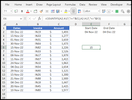 two dates countif date range in excel