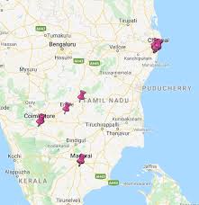 The thiruvananthapuram and palakkad divisions of the southern railway zone make up the administrative divisions of the state for the railways. Tamil Nadu Google My Maps
