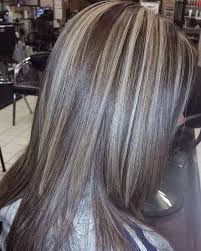 Chunky highlights long pink highlights platinum blonde side part straight. Chunky Blonde Highlights On Dark Brown Hair Brown Hair With Blonde Highlights Chunky Blonde Highlights Hair Highlights