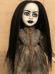 black hair w key creepy horror doll art