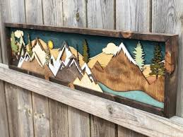 Handmade Wood Mountain Wall Art Low