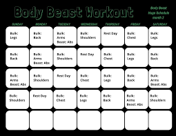 body beast workout calendar print a