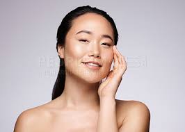 portrait asian woman and cosmetics for