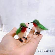 Miniature Hummingbird Figurine Wool