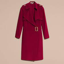 Garnet Red Crepe Trench Dress