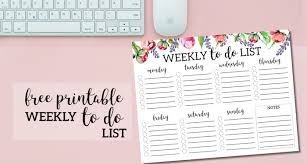 Floral Weekly To Do List Printable Checklist Template Paper Trail
