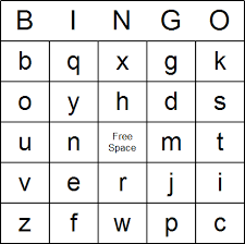 Players take turns picking a letter from the bag and reading it out loud. Alphabet Bingo Card Lower Case Letters 8 Cards Alphabet Bingo Bingo Printable Free Bingo Cards