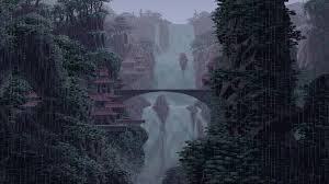 rainy waterfall pixel live wallpaper