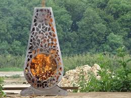 Corten Steel Chiminea Firepit Outdoor