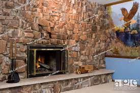 Gas Fireplace Built With Petrified Wood