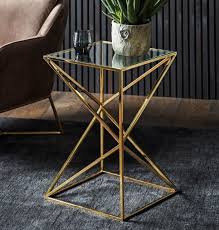 Parma Small Gold And Glass Side Table
