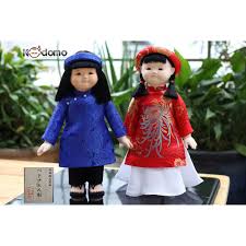 Búp bê cưới mặc áo dài Việt Nam . vietnamese traditional dolls . ao dai  doll . MÀU XANH DƯƠNG ĐỎ