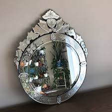 Etched Glass Wall Mirror Vintage