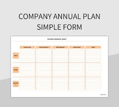 company annual plan simple form excel