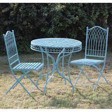 Blue Metal Garden Bistro Table And