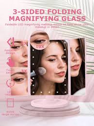tri fold magnifying vanity mirror with
