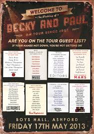 Concert Tour Wedding Poster Concert Guest List Wedding