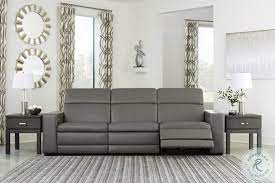 Texline Gray Power Reclining Sofa With