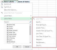 filter data in a pivot table in excel