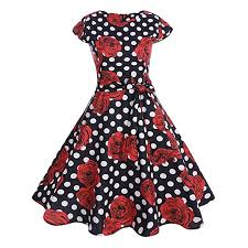 Hodod Women Vintage 1950s Classy Retro Casual Mini Dress
