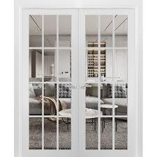 Solid French Double Doors Clear Glass