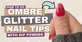 ombre glitter tip nails with dip powder