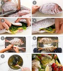 whole baked fish snapper with garlic