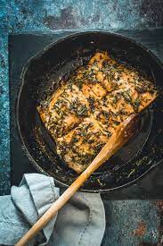 cast iron pan fried sockeye salmon with