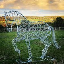 Metal Dressage Horse Garden Sculpture