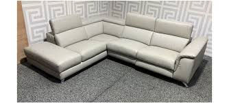 light grey leather lhf corner sofa with
