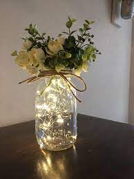 Fairy Lights And Flowers Mason Jar