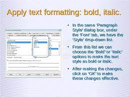 word processing formatting text